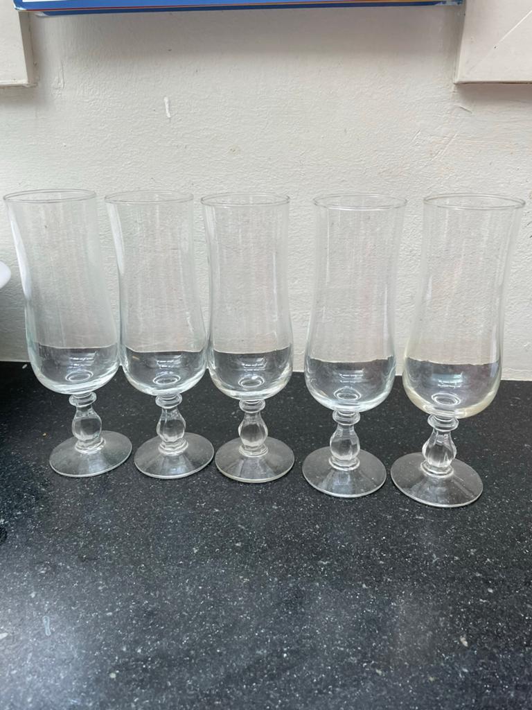 5 champagne glazen, Ophalen of Verzenden, Gebruikt, Glas of Glazen