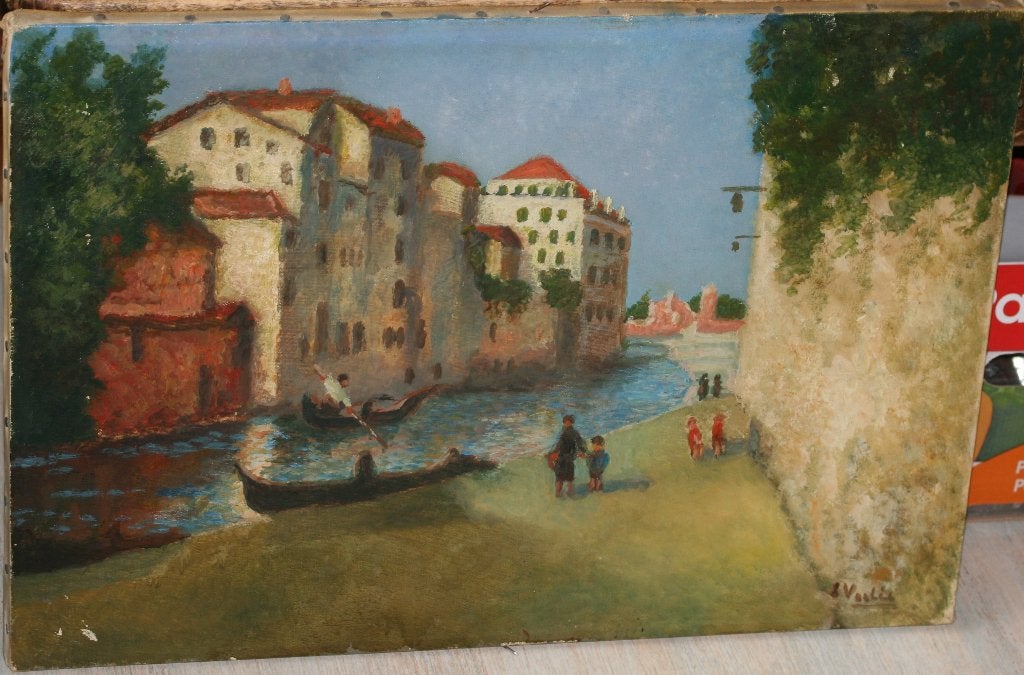 Schilderij olie op doek Gesigneerd, Antiquités & Art, Art | Peinture | Classique, Enlèvement ou Envoi, Peinture à l'huile, Signé