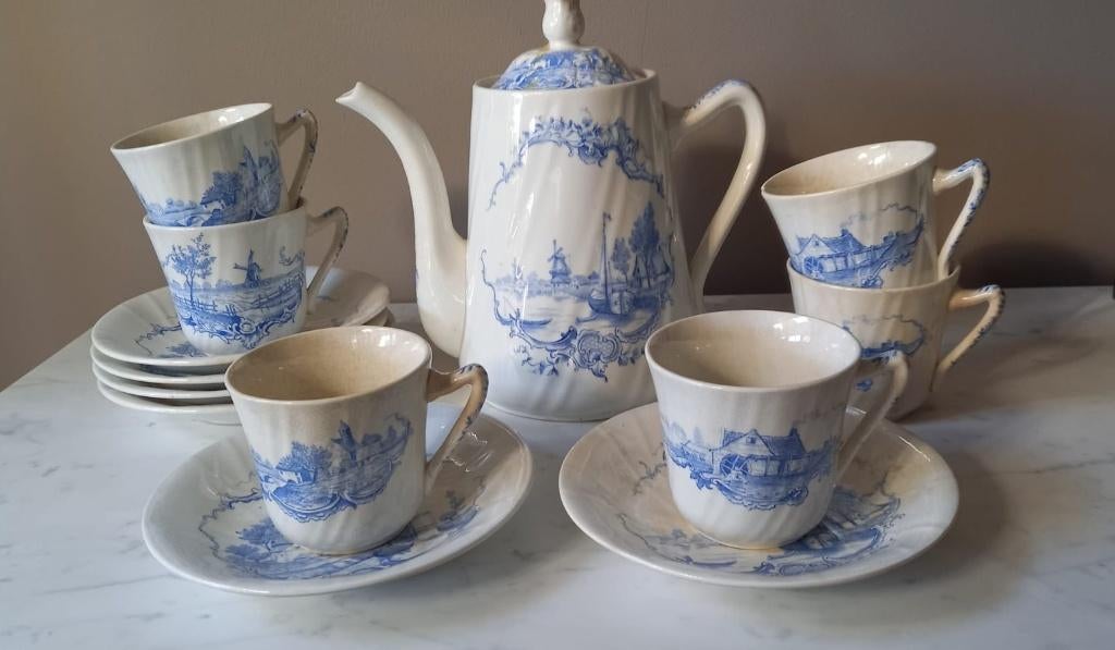 Antieken koffieservies Leczinska B.F., Ophalen of Verzenden