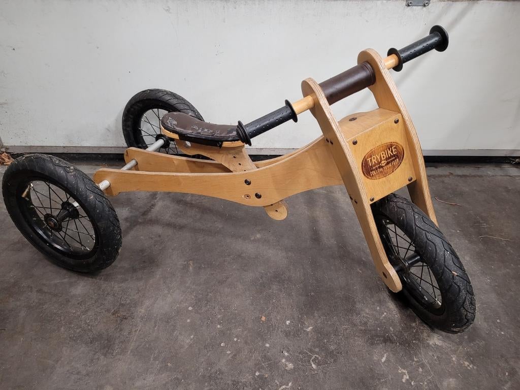 Trybike Wood 4-in-1 – Houten Loopfiets / Driewieler, Ophalen