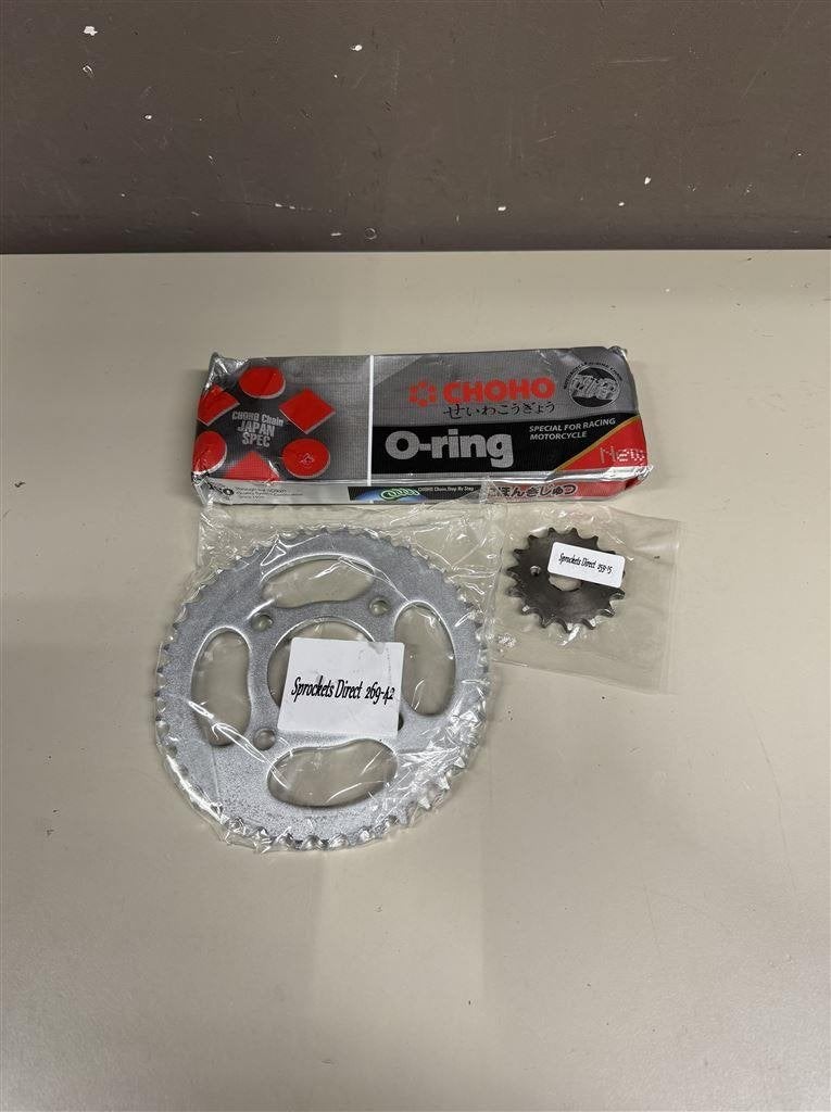 Ketting en tandwielen set voor Jinlun Texan 125 JL125-11, Motos, Accessoires | Autre, Enlèvement ou Envoi, Neuf