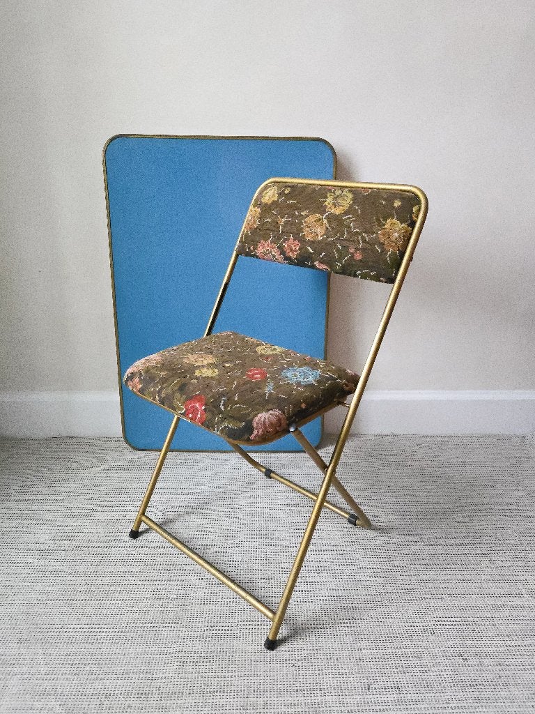 Chaise pliable LAFUMA - motif fleuri - rare - vintage 1960, Collections, Enlèvement ou Envoi, Maison et Meubles