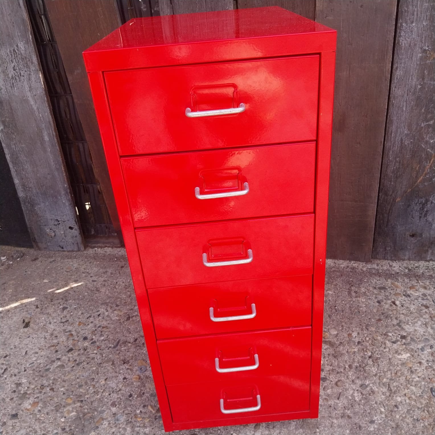 Industriële metalen ladenkast – 6 laden – glanzend rood, Ophalen, Gebruikt, ,, ,