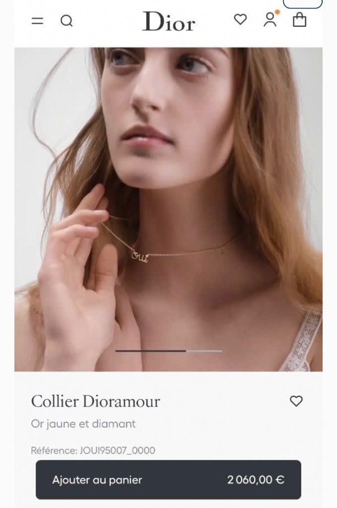 Collier Dior - Or 18 Carats et Diamant 0,03 Carats - Neuf, Bijoux, Sacs & Beauté, Neuf, Jaune, Or, Enlèvement