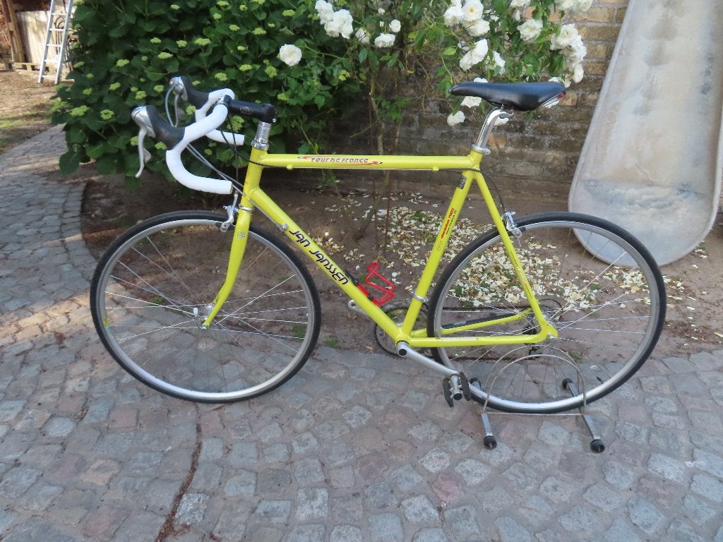 Koersfiets , retro , Jan Janssens , geel ,volledig in orde, 28 inch, Gebruikt, 57 tot 61 cm, Ophalen