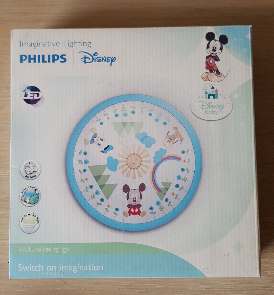 Lamp met kleuter Mickey Mouse - Philips LED - blauw (NOS), Ophalen of Verzenden, Nieuw, Lamp