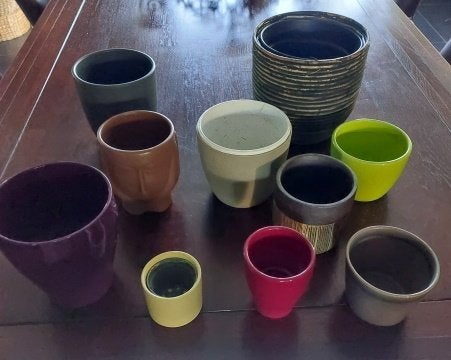 lot de petits pots de fleurs d'intérieur GH, Enlèvement, Comme neuf, Rond, Intérieur