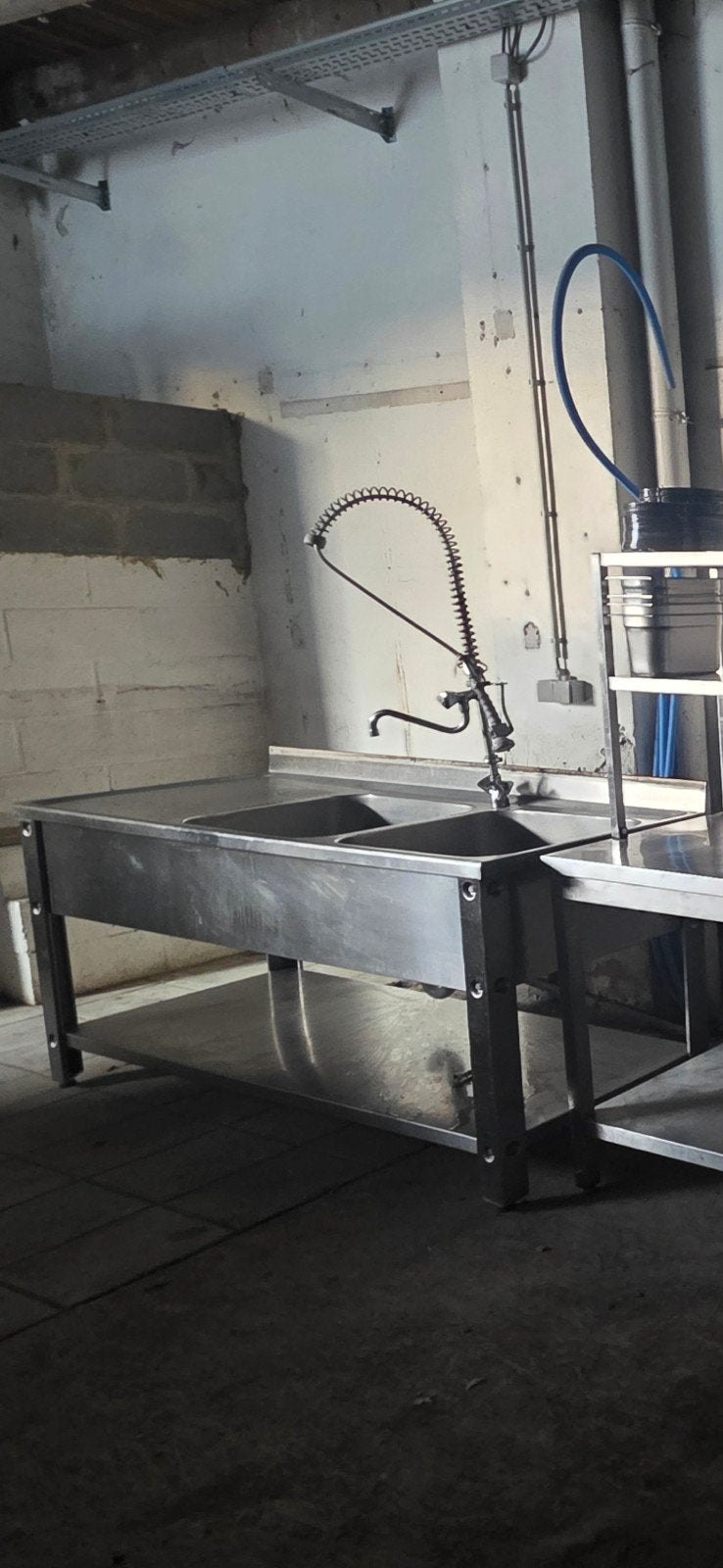Plonge inox - double bac, Enlèvement, Utilisé