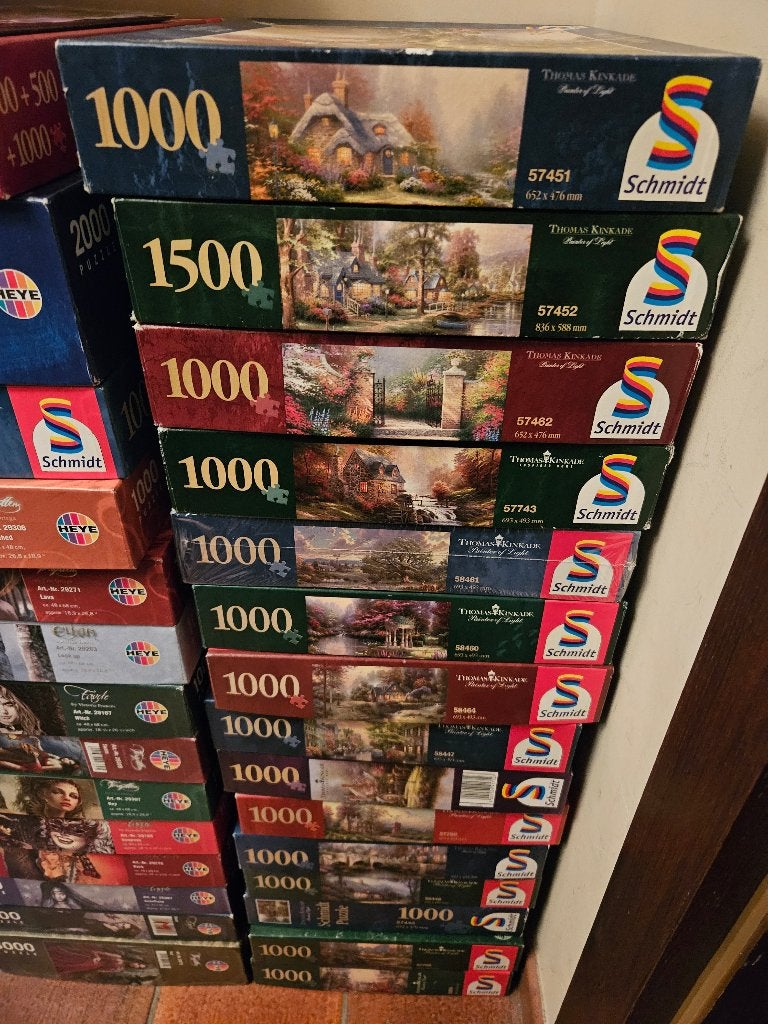 Puzzels Thomas Kinkade, Ophalen of Verzenden, 500 t/m 1500 stukjes, Gebruikt, Legpuzzel