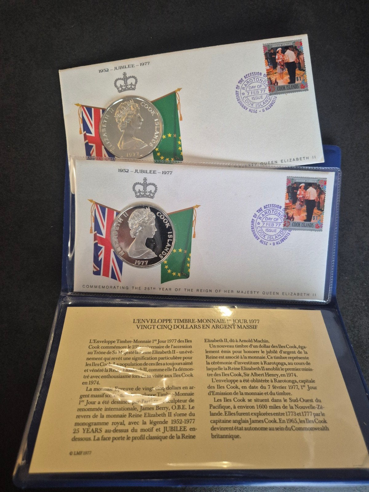 2 x 25 dollars argent 1977 Cook island, Enlèvement ou Envoi