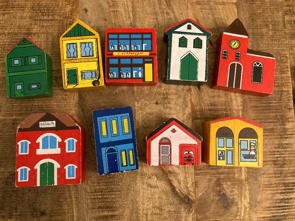 Vintage houten blokkenstad, Kinderen en Baby's, Ophalen of Verzenden, Gebruikt, Overige typen