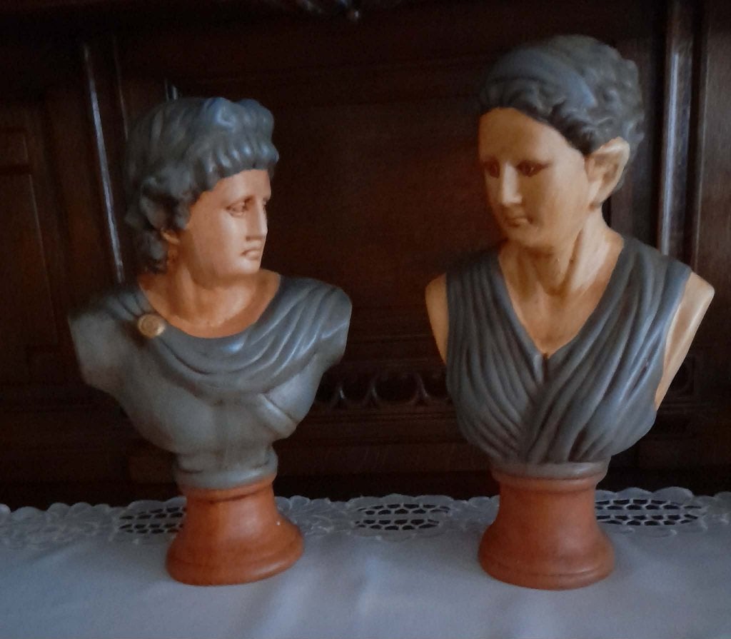 2 Klassieke borstbeelden in terracotta, Enlèvement ou Envoi, Art deco, Buste, Homme