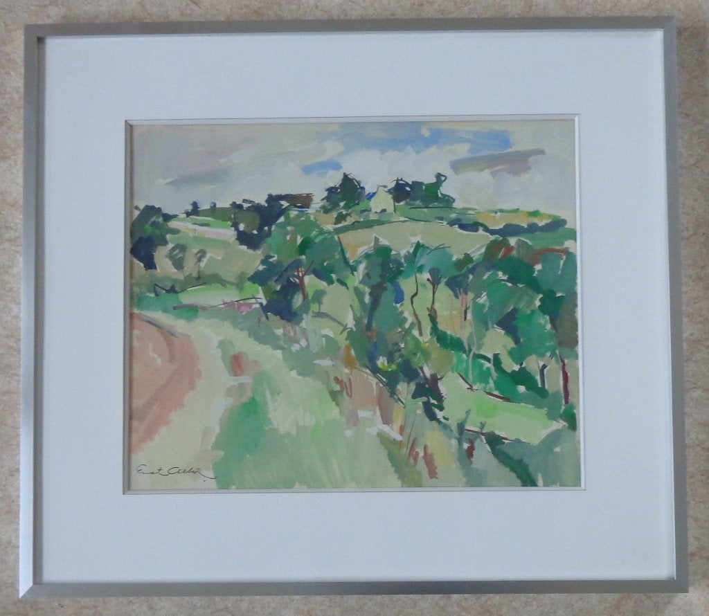 ERNEST ALBERT / BRETAGNE / ORIGINEEL WERK / 57x65cm / KADER, Landschap, Papier/karton, Ophalen of Verzenden, Olieverf