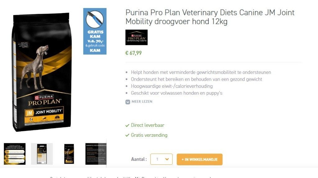 Purina Pro Plan  Joint Mobility droogvoer hond 12kg, Dieren en Toebehoren, Ophalen, Hond