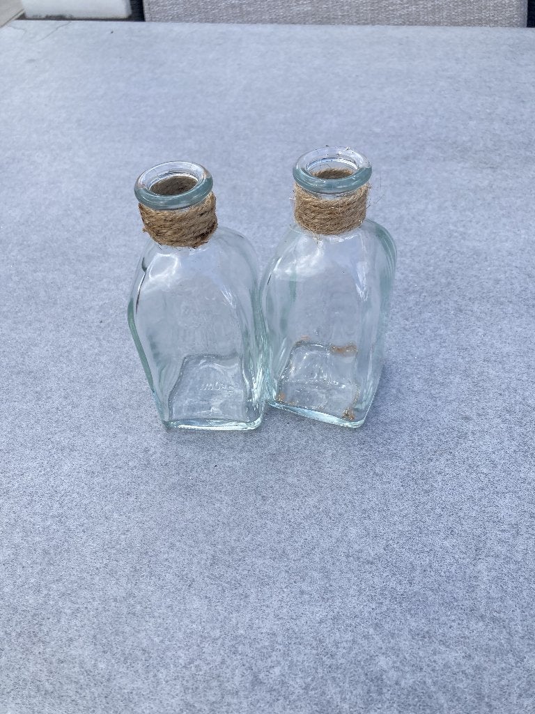 2 glazen vaasjes 250ml, Enlèvement ou Envoi, Comme neuf, Transparent, Verre