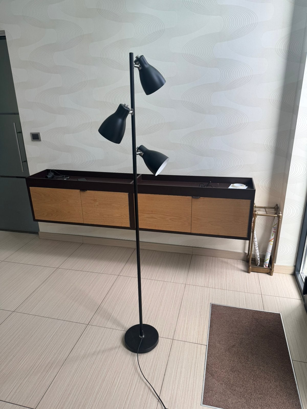 Vloerlamp Gide, 3-lamps, zwart, metaal, E27 Nieuw nog in ver, Ophalen of Verzenden, Nieuw, Metaal, 150 tot 200 cm