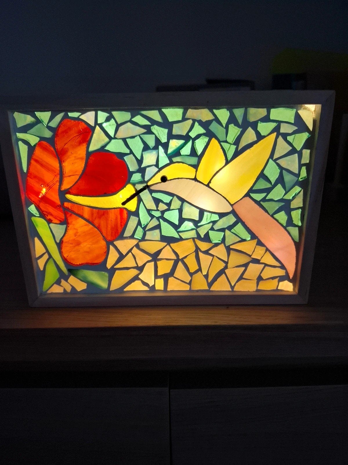mozaiek kollibrie en bloem, Ophalen of Verzenden