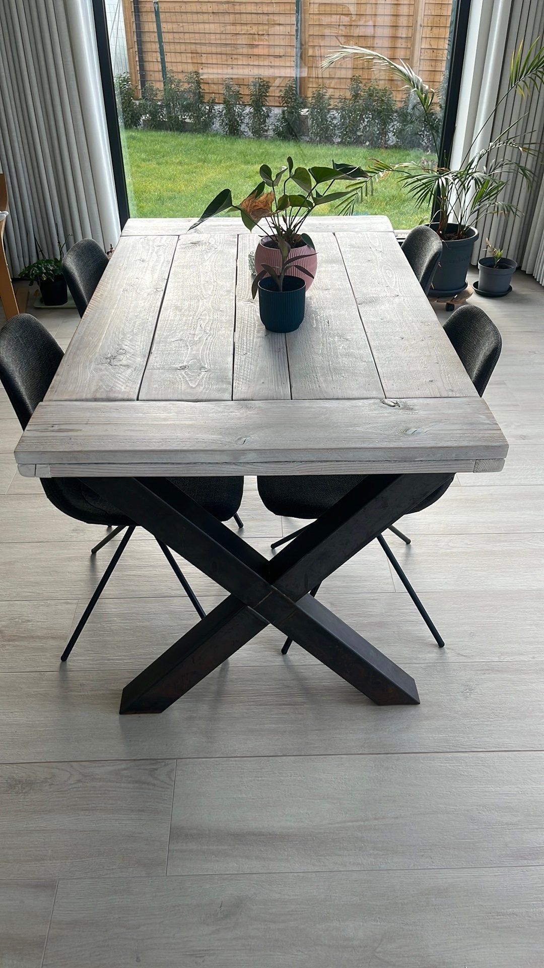 Tafel te koop prijs otk, Tuin en Terras, Ophalen, Gebruikt, Vierkant, Hout