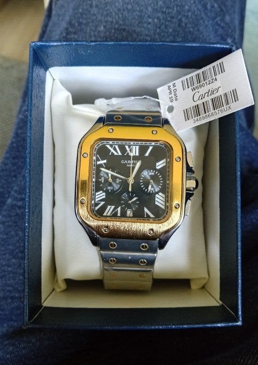 Nieuw Cartier Santos zilver/goud kleur  werkende chonograaf, Staal, Staal, Polshorloge, Nieuw