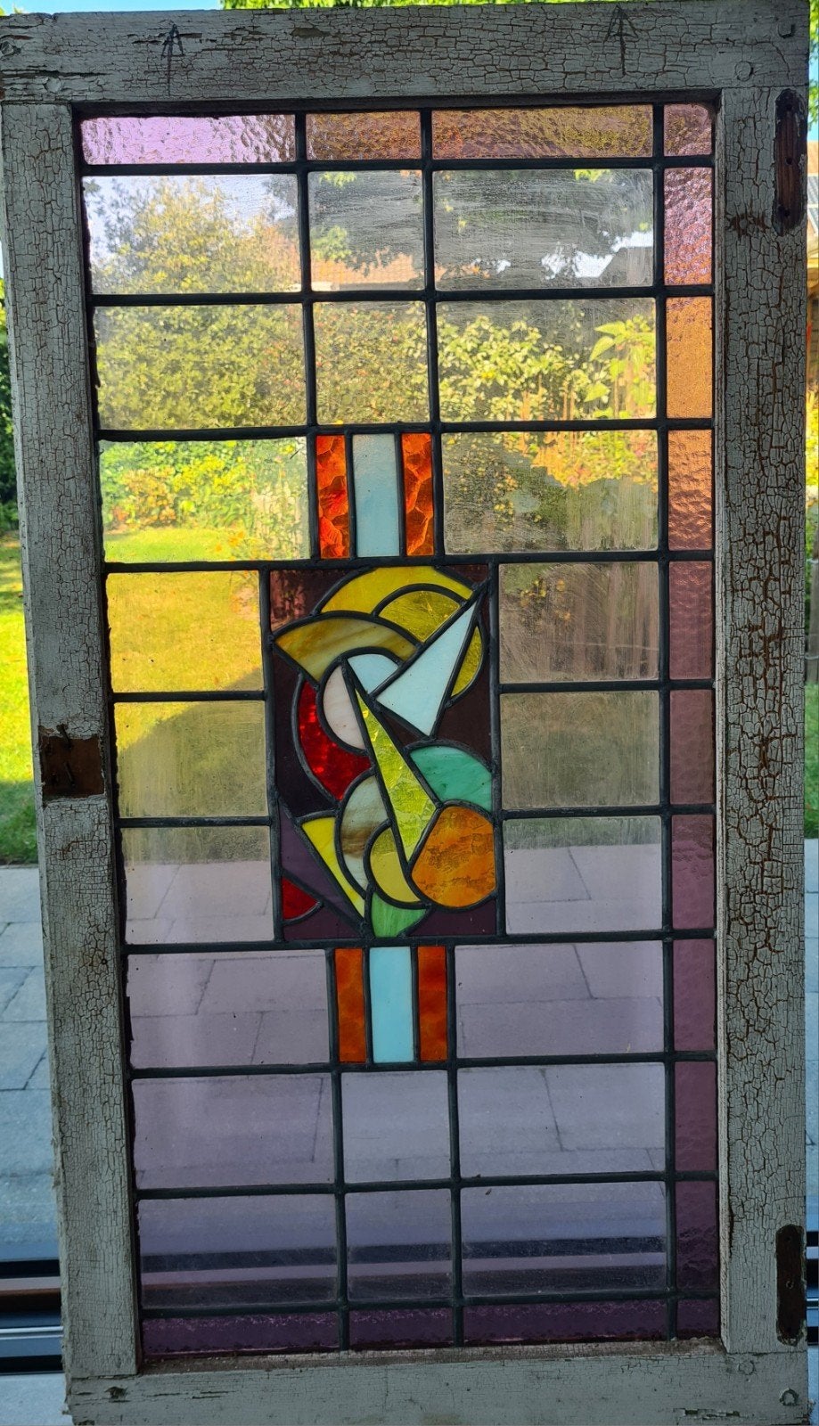glas in lood raam, Ophalen, Gebruikt, Minder dan 80 cm, Glas in lood