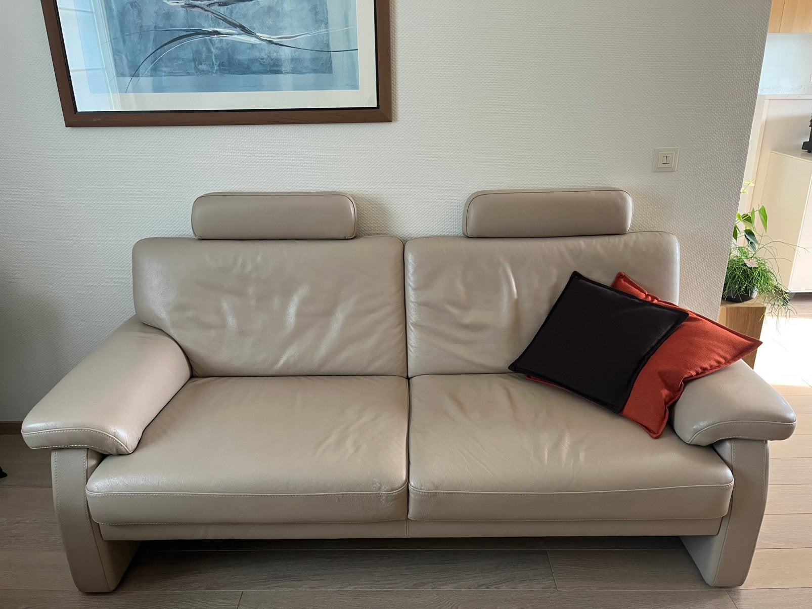 Zetel 2-zit en 2,5-zit in leder, Quatre personnes ou plus, Banc droit, Enlèvement, Utilisé