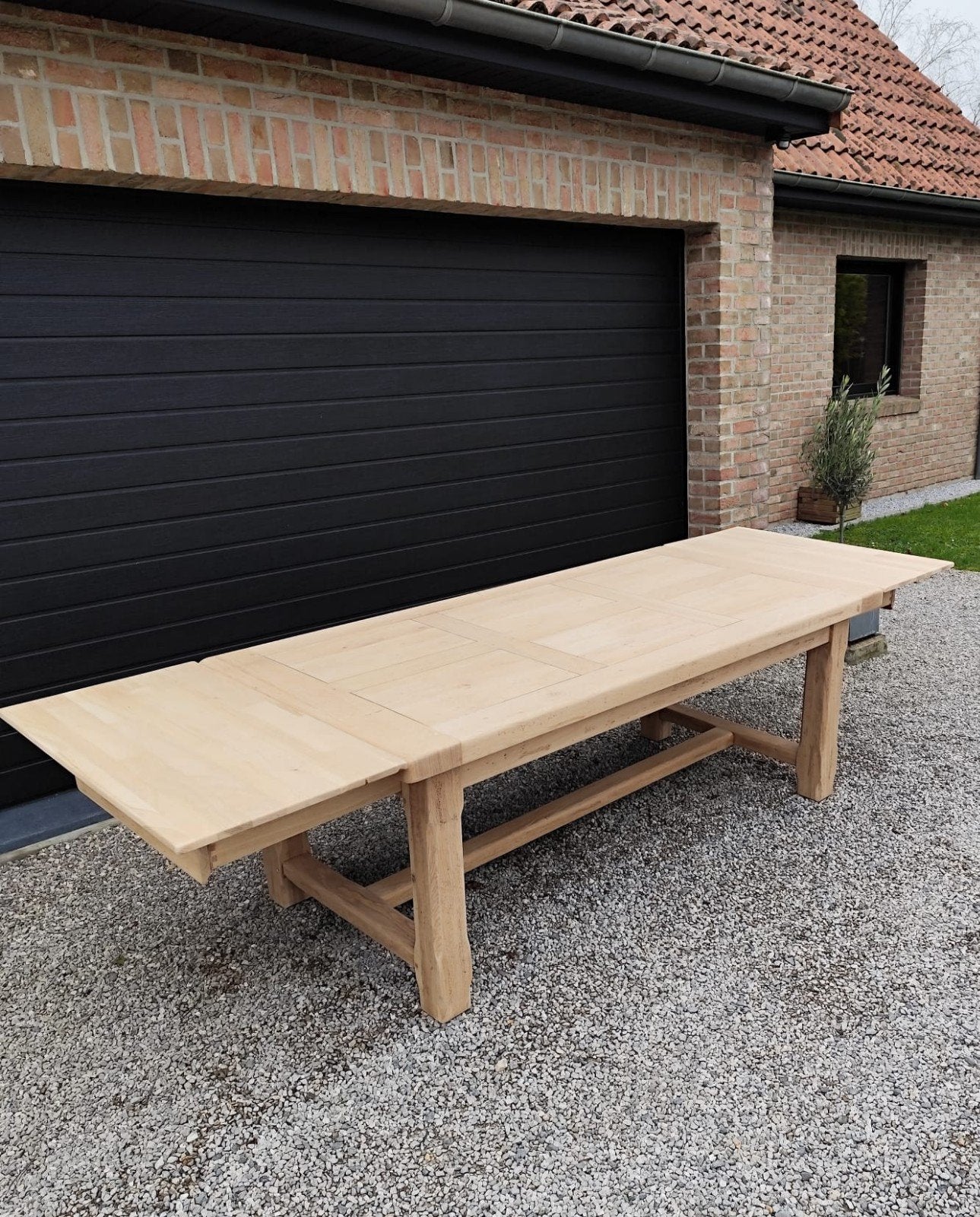 eikenhouten boerderijtafel van 3 m met verlengstukken, Ophalen, 100 tot 150 cm, Eikenhout, 200 cm of meer