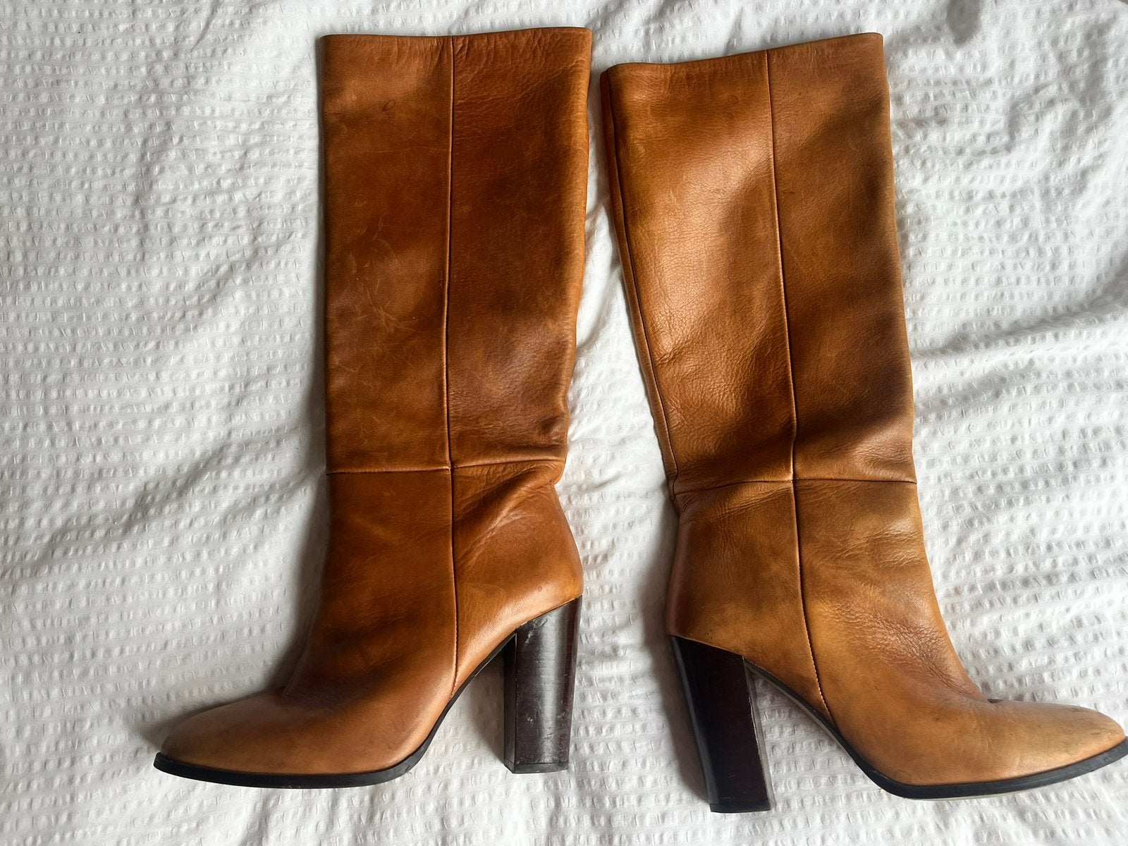 bottes avec talon, Enlèvement ou Envoi, Comme neuf, Brun, Bottes hautes