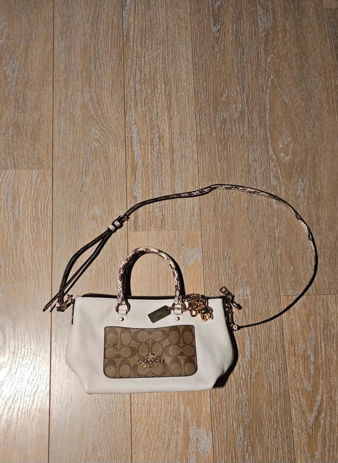 Coach Emma Satchel, Handtassen en Accessoires, Verzenden, Nieuw, Beige, Handtas