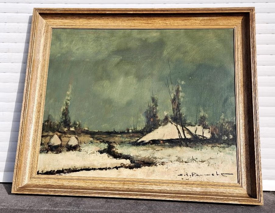 huile sur toile paysage enneige signe Henri Joseph Pauwels, Antiquités & Art, Art | Peinture | Classique, Paysage, Signé, Enlèvement