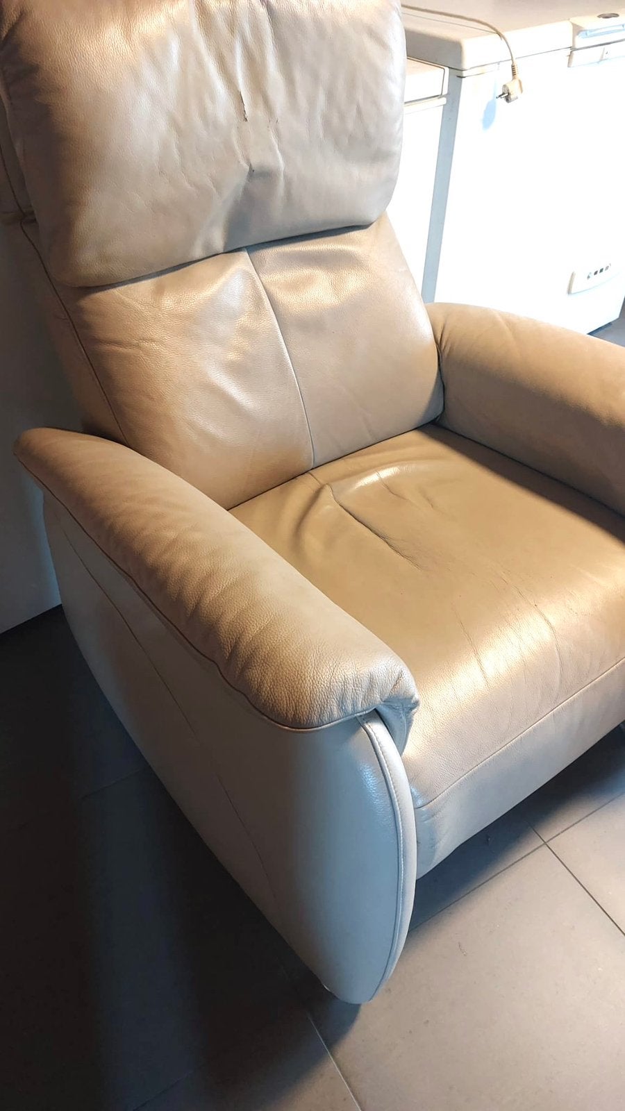Lederen fauteuil 1 persoon (afhalen in De Pinte), 75 à 100 cm, Enlèvement, Utilisé, Cuir