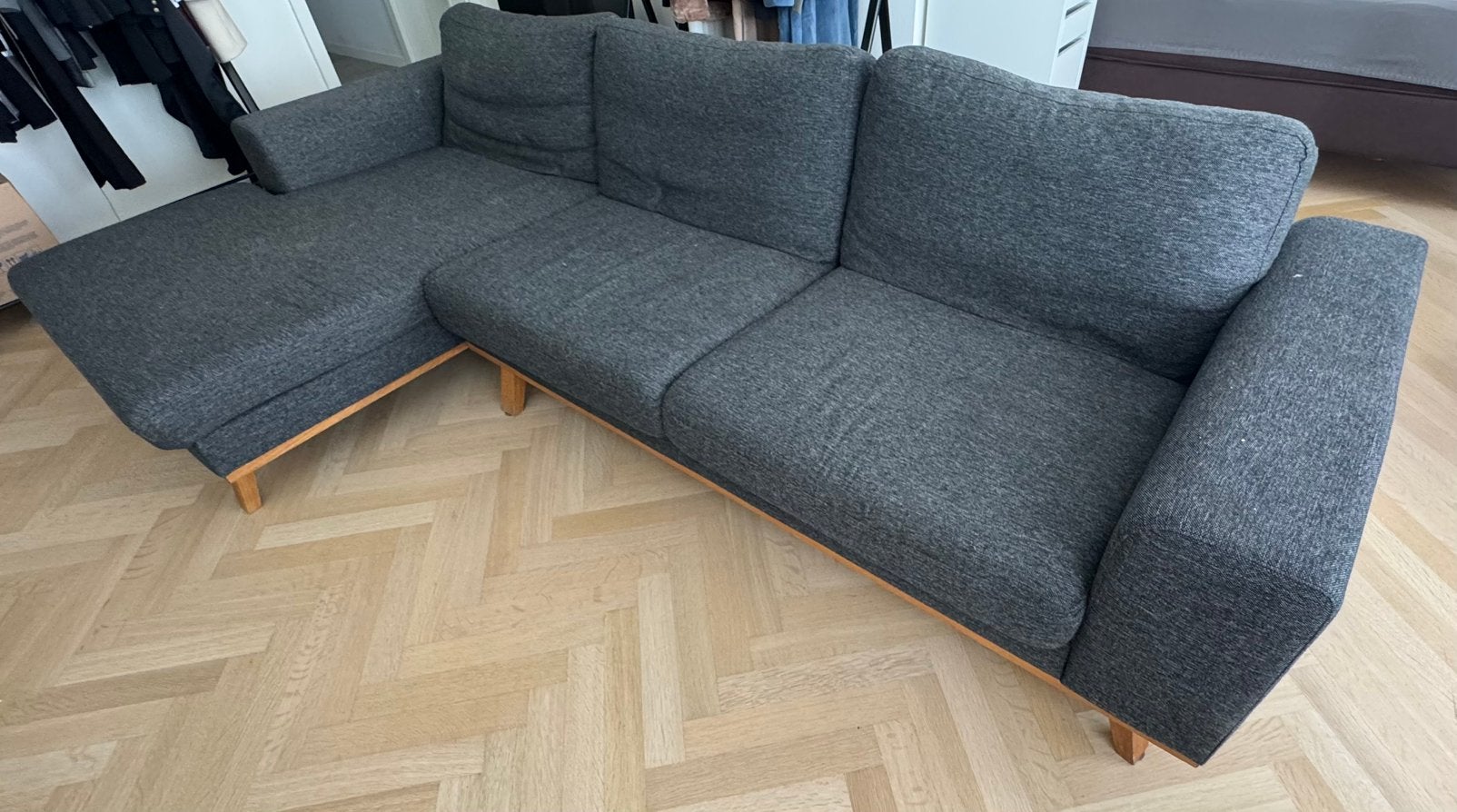 Siège d'angle en tissu gris, Enlèvement, Comme neuf, Tissus