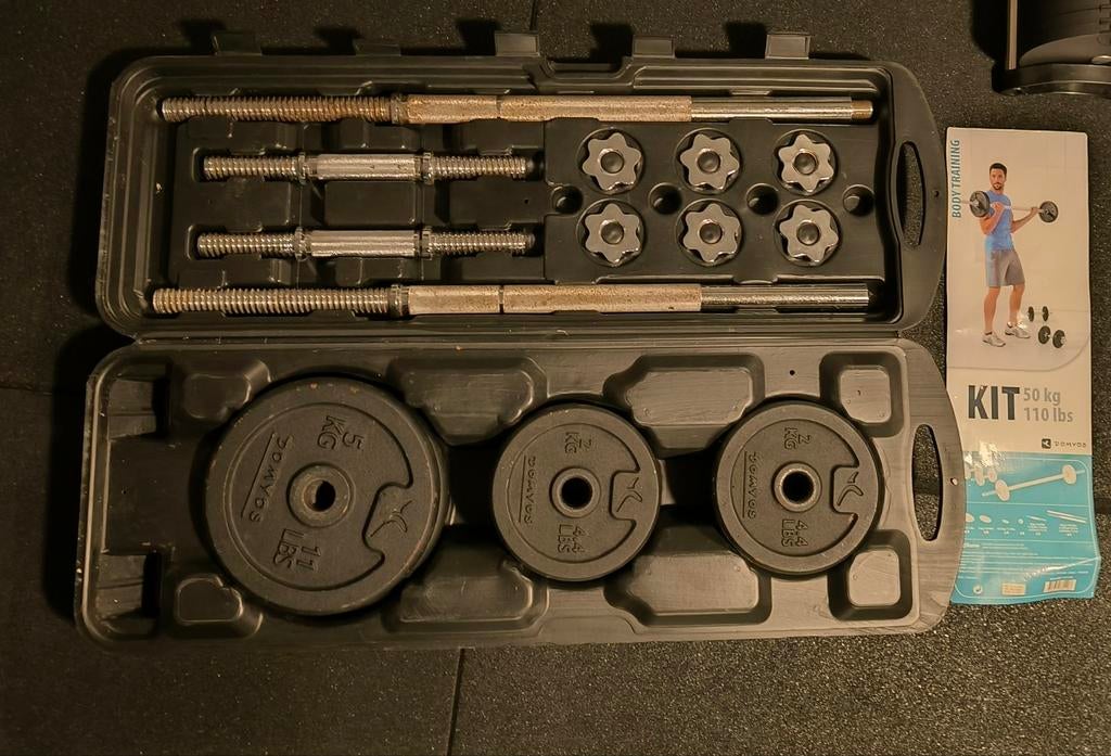 Domyos halterset van 50 kg, Sport en Fitness, Ophalen, Gebruikt, Halterset