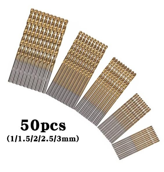 Foret en titane, 50 pièces, 1,0 mm, 1,5 mm, 2,0 mm, 2,5 mm, Bricolage & Construction, Enlèvement ou Envoi, Neuf, Perceuse