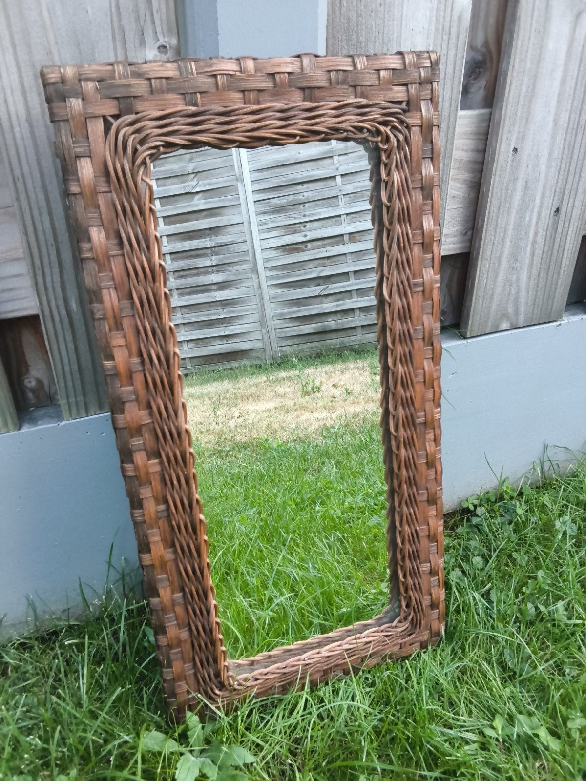 vintage  spiegel  (rotan )jaren 80 !!!!, Huis en Inrichting, Ophalen, Gebruikt, Rechthoekig