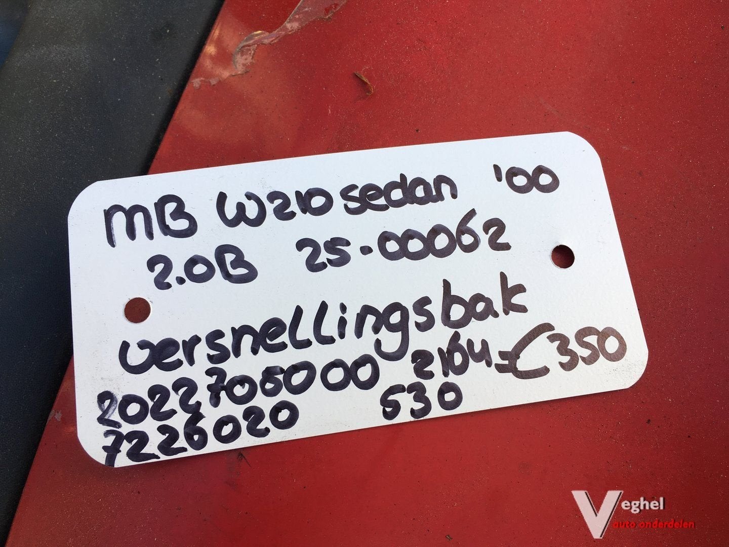 Mercedes W210 sedan 2.0 B 2000  wagennr 2500062 Versnellings, -, -, Enlèvement, Utilisé