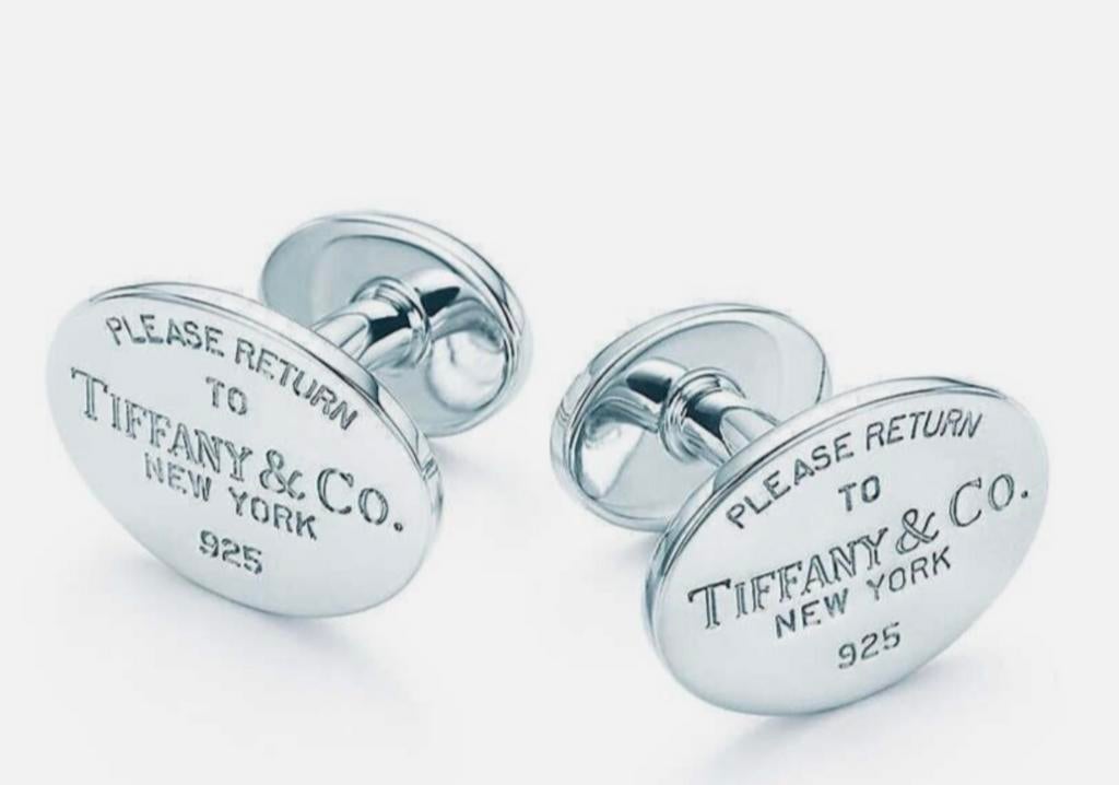 Boutons de manchette ovales en argent 925 de Tiffany & Co., Bijoux, Sacs & Beauté, Boutons de manchette, Enlèvement ou Envoi, Comme neuf