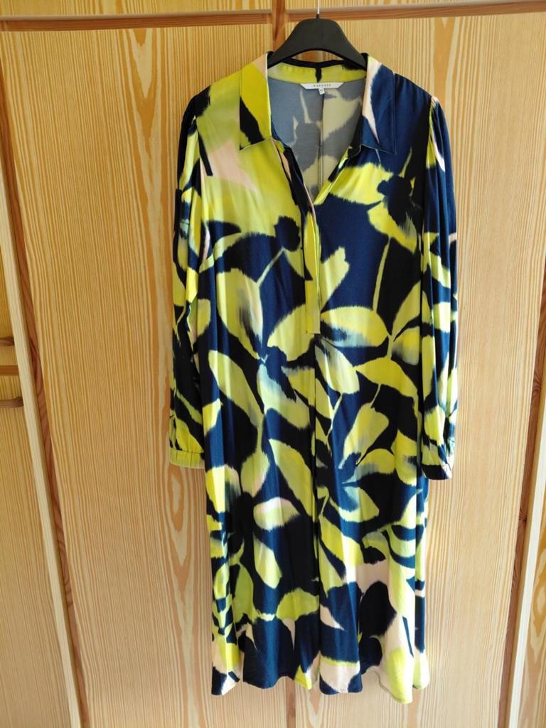Xandres Jurk maat 44-46 blauw met limoen, Ophalen of Verzenden, Maat 42/44 (L), Blauw