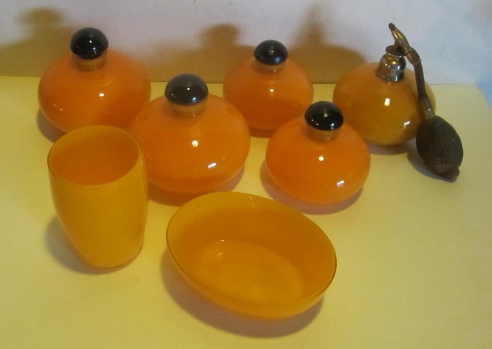 Verre tango orange art déco, Michael Powolny, Loetz, ca1920, Envoi