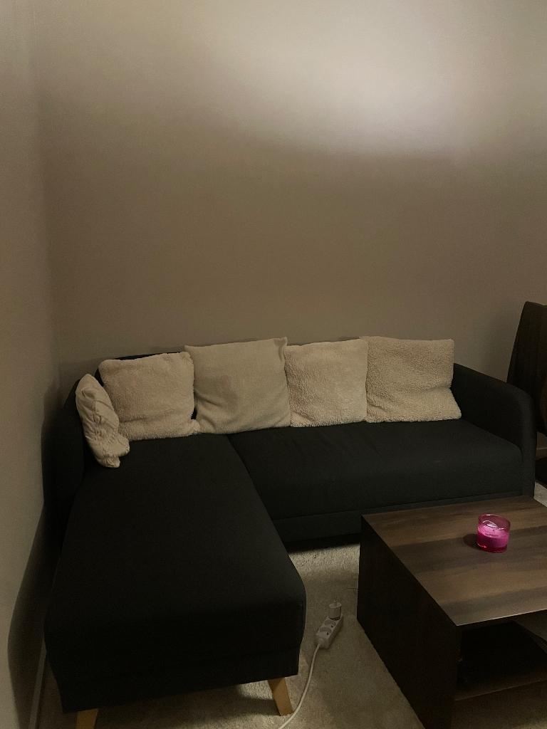 Canapé gris 3 places avec méridienne IKEA, Ophalen, Zo goed als nieuw, Stof, Moderne