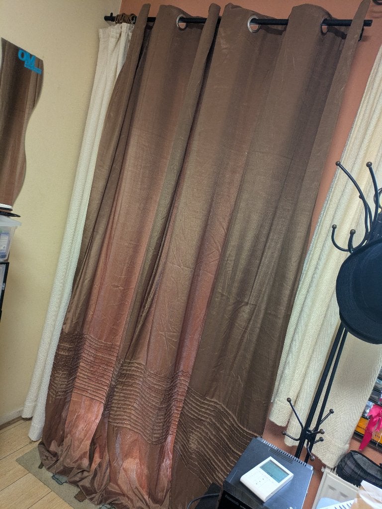 Deux tentures doublées à anneaux"Inspire" brune, 230 cm, Autres marques, Double rideau, 230 cm