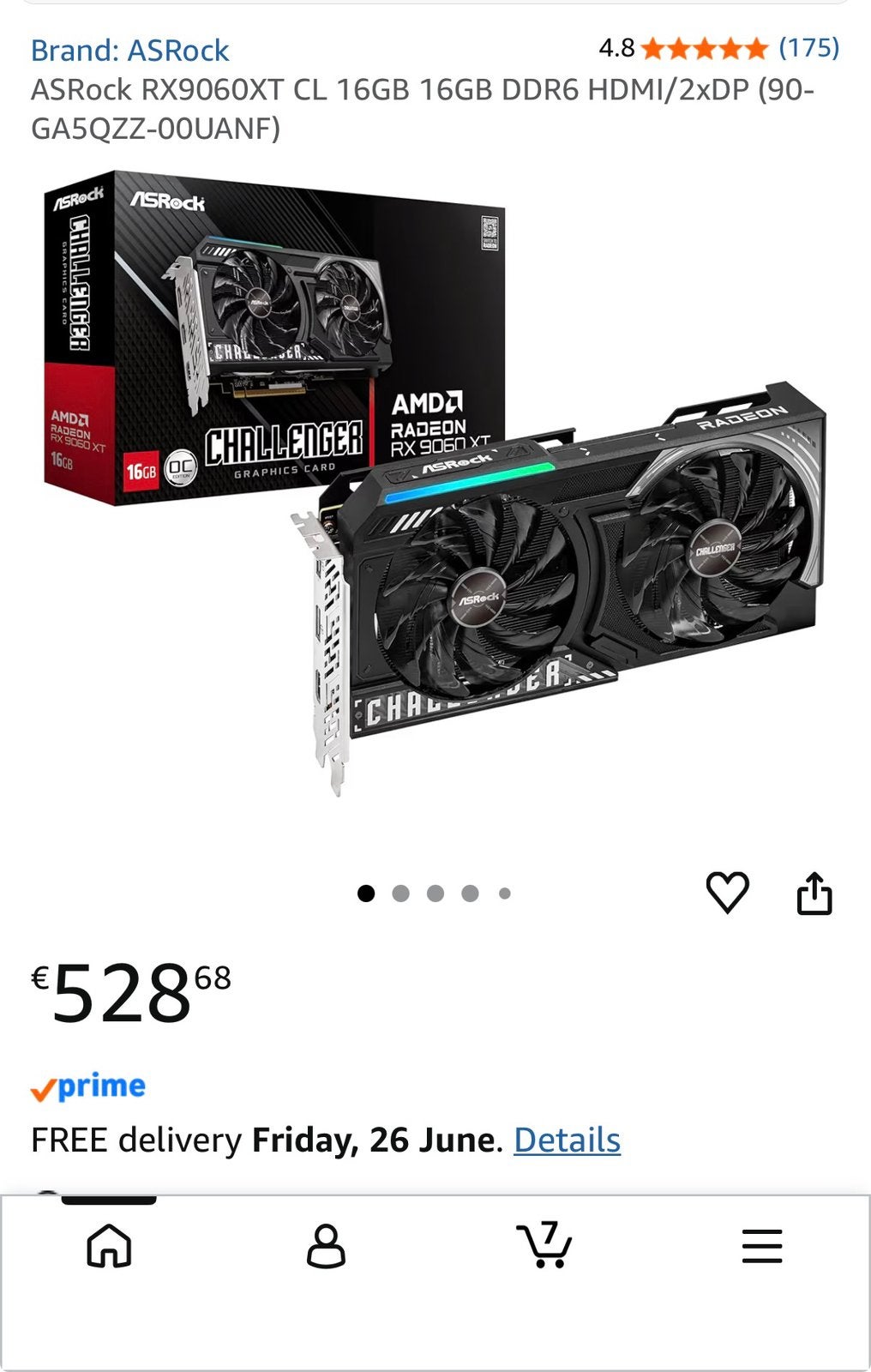 Carte graphique AsRock AMD Rx 9060 xt 16GB, Computers en Software, Videokaarten, AMD, GDDR6, Ophalen of Verzenden, Zo goed als nieuw