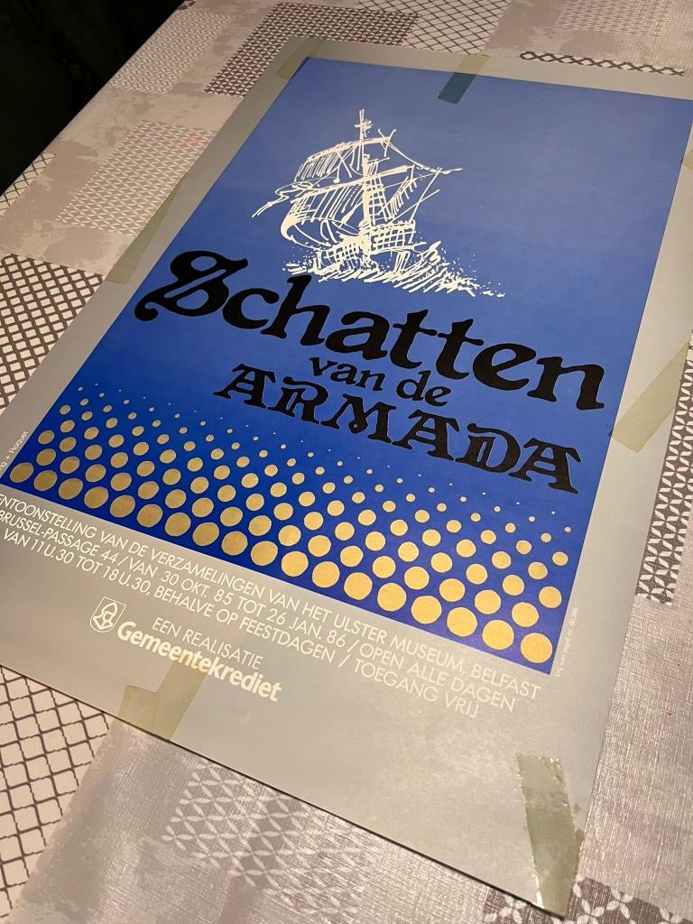 Vintage Poster Schatten van de Armada, Verzamelen, Deurposter of groter, Ophalen of Verzenden, Reclame, Rechthoekig Staand