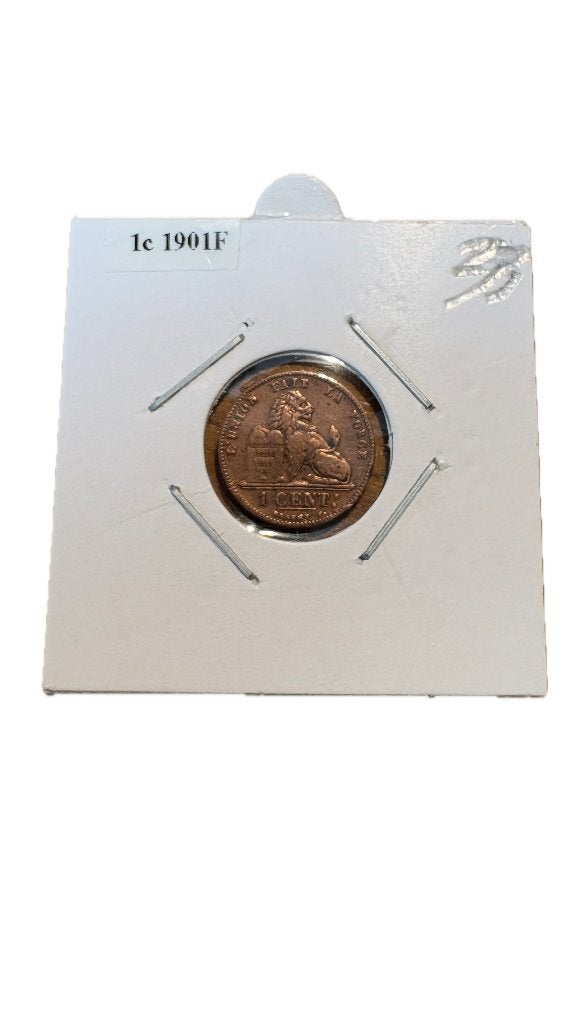LEOPOLD II: 1 cent 1901F (2), Ophalen of Verzenden