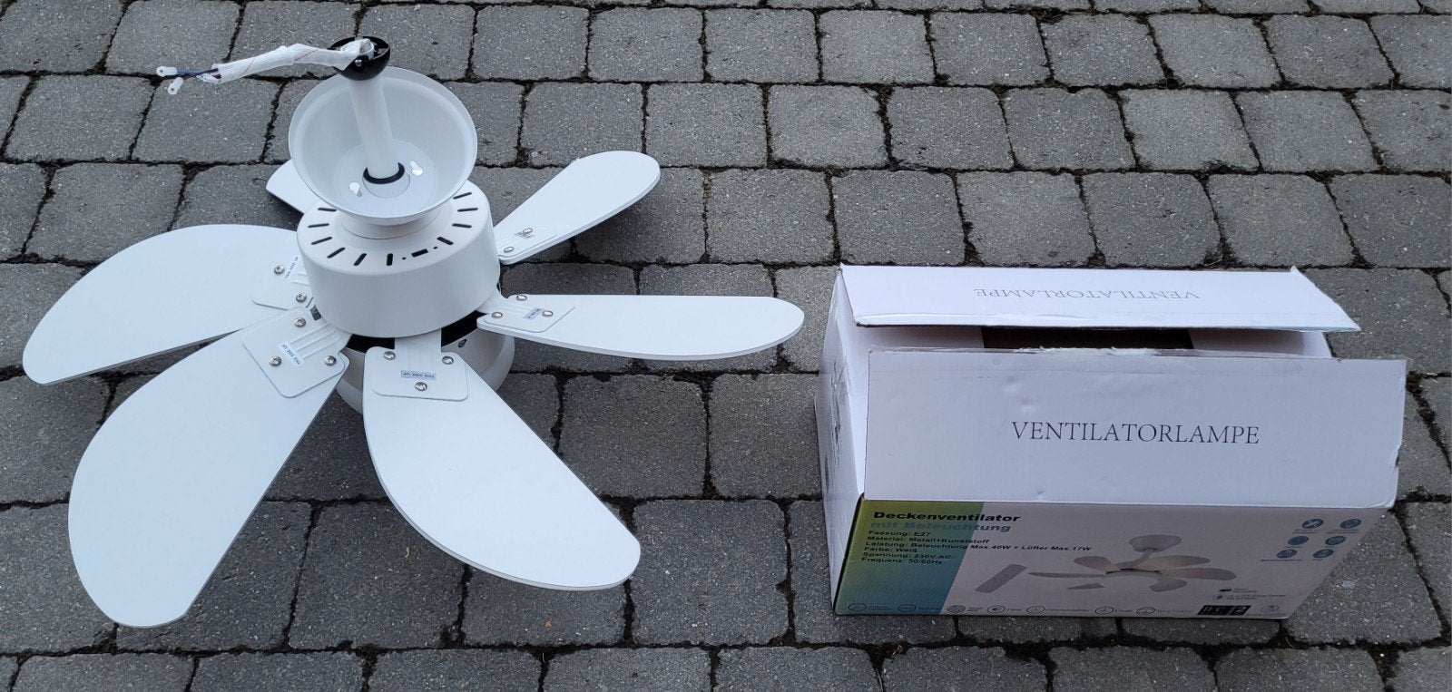 Ventilateur de plafond avec lampe blanche neuve., Enlèvement, Ventilateur de plafond