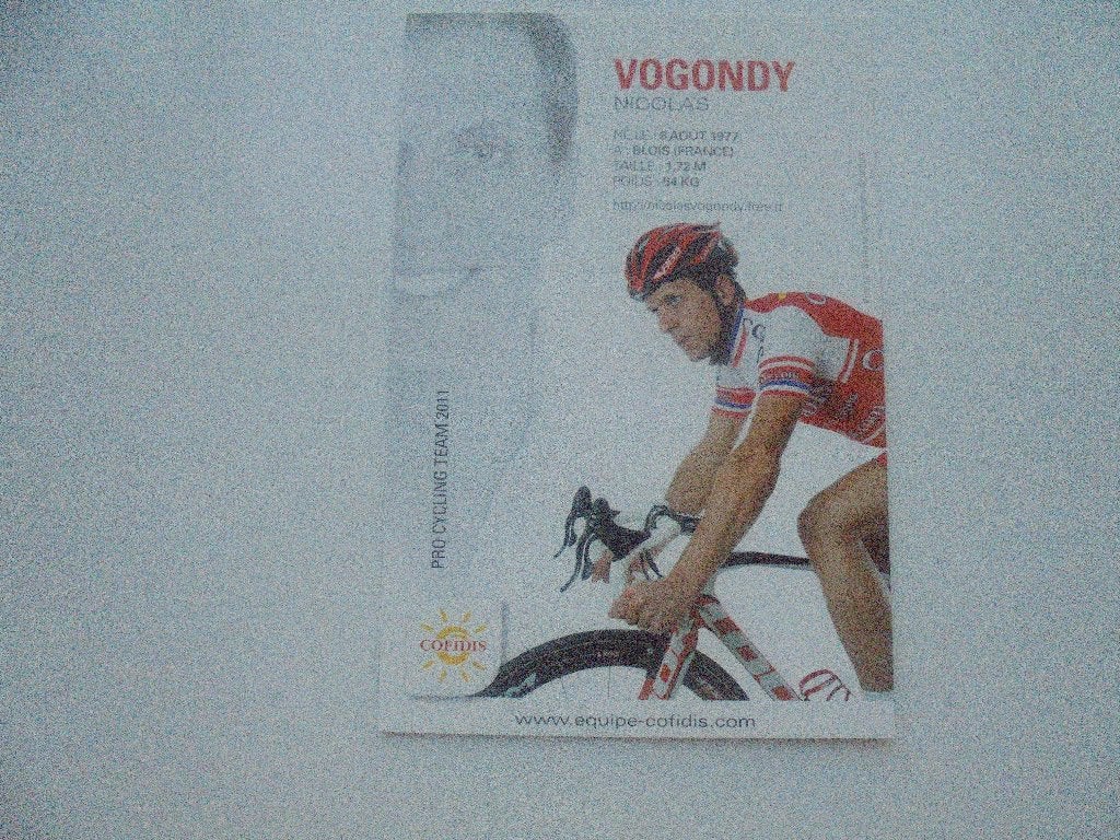 wielrenner-vogondy nicolas, Verzamelen, Foto's en Prenten, Verzenden, 1980 tot heden, Zo goed als nieuw, Foto