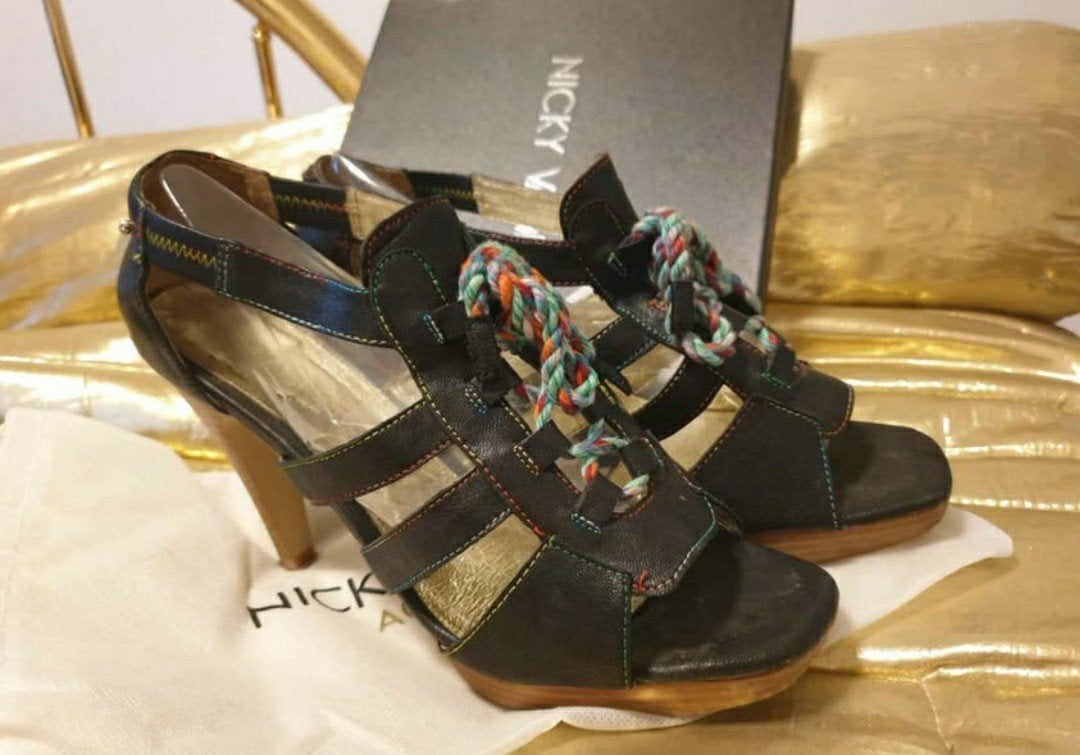 lederen sandalen op hak 41, Ophalen of Verzenden