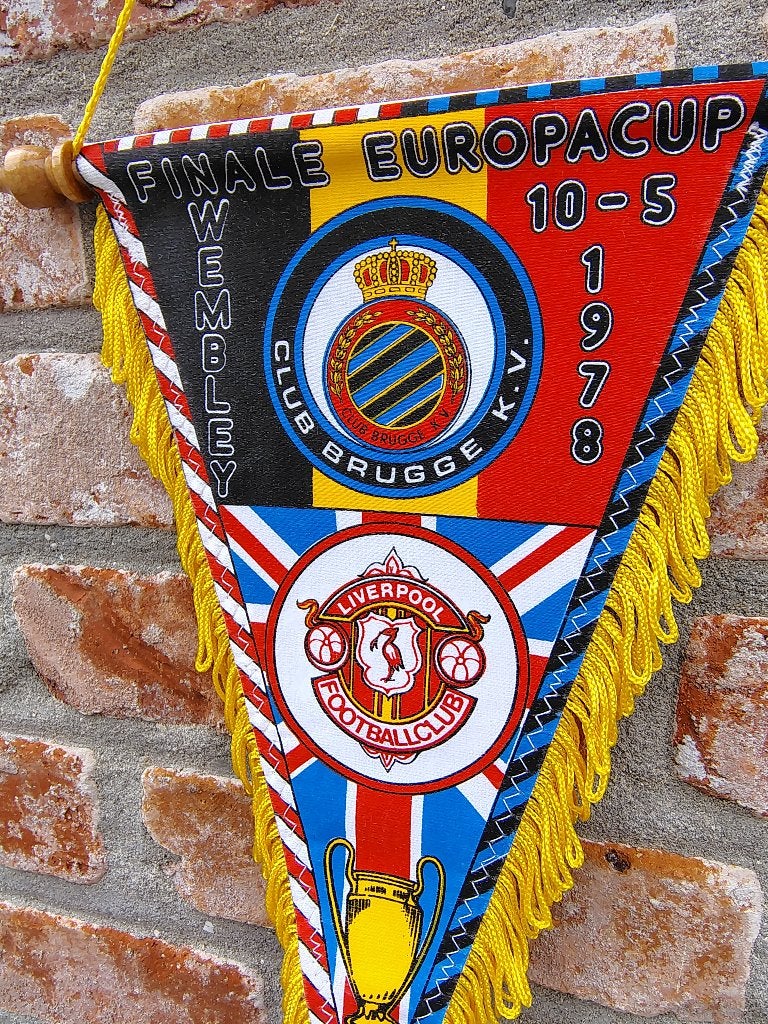 1978 club brugge liverpool finale vaandel vaantje, Verzamelen, Ophalen of Verzenden