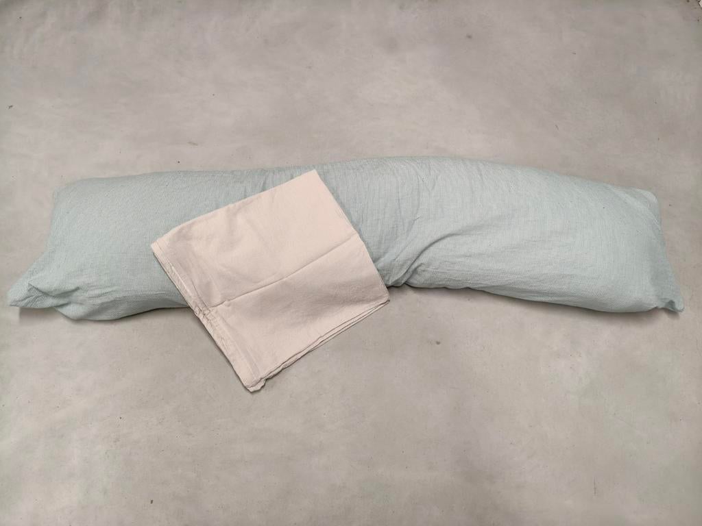Borstvoedingskussen Zijslaapkussen 145x40cm - incl. 2 hoezen, Oreiller, Garçon ou Fille, Beige, Comme neuf