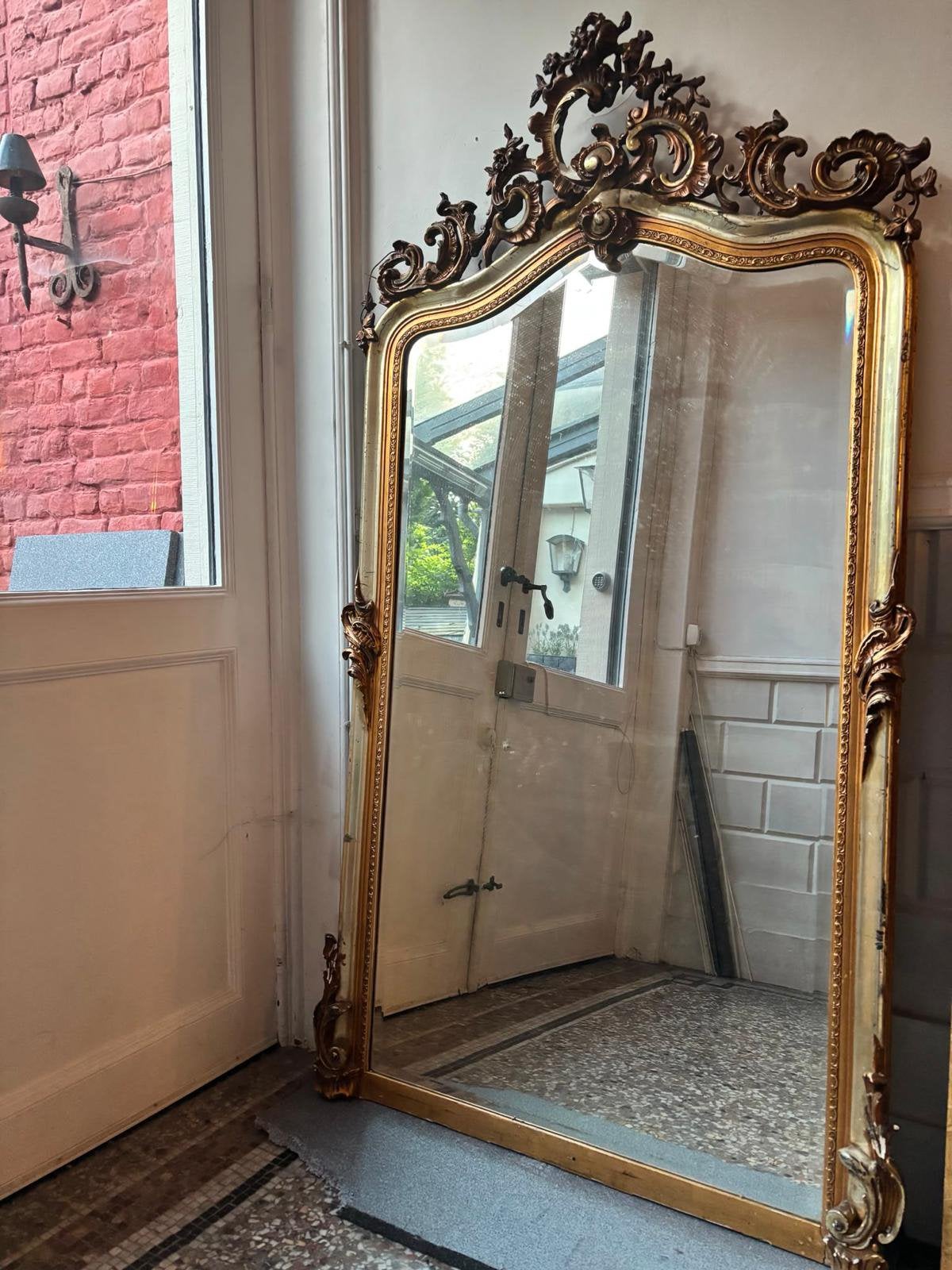 Grand miroir ancien – Style Louis XV – XIXe siècle – 185 cm, Enlèvement