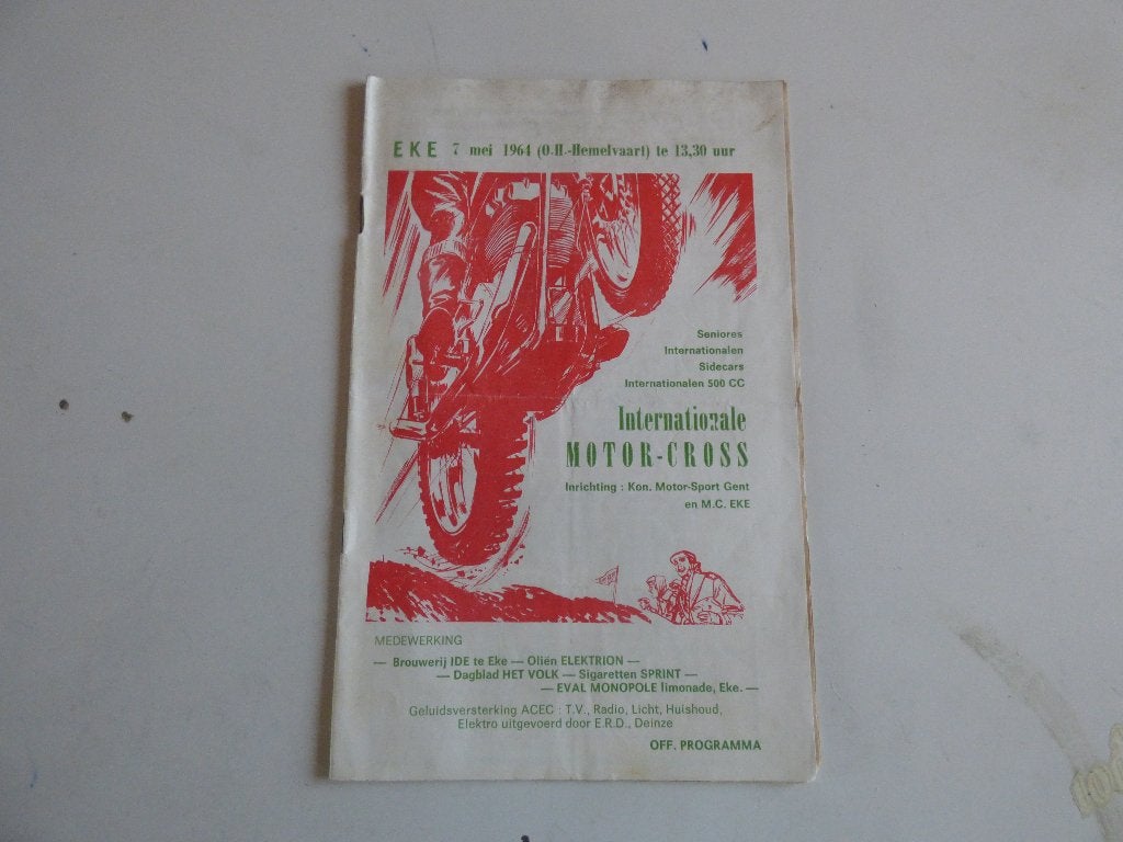 PROGRAMMAFOLDER INTERNATIONALE MOTO-CROSS TE EKE, Ophalen of Verzenden